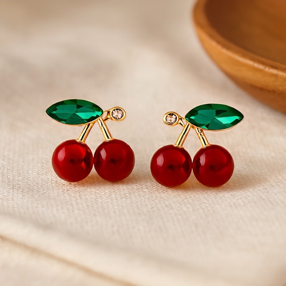 🆕️Cute Cherry Stud Earrings ✨Dainty & Minimalist | 925 Sterling Silver Posts 🍒 - Picture 5 of 10